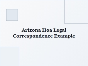 Arizona Hoa Legal Correspondence Example