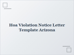 Hoa Violation Notice Letter Template Arizona